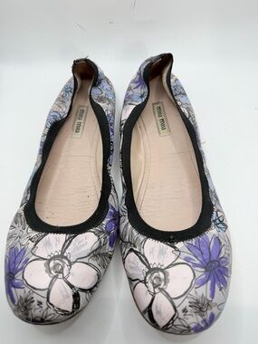 Miu Miu Pink and Purple Floral Ballet Flats